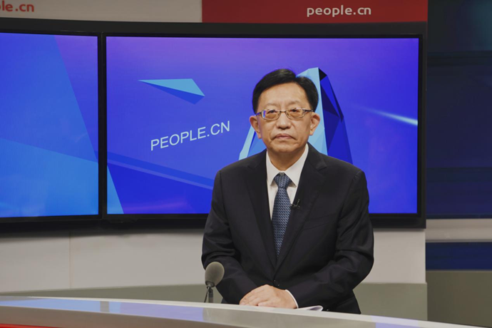 中國節(jié)能環(huán)保集團(tuán)有限公司黨委書記、董事長宋鑫做客人民網(wǎng)。人民網(wǎng)記者 王曉嘯 攝